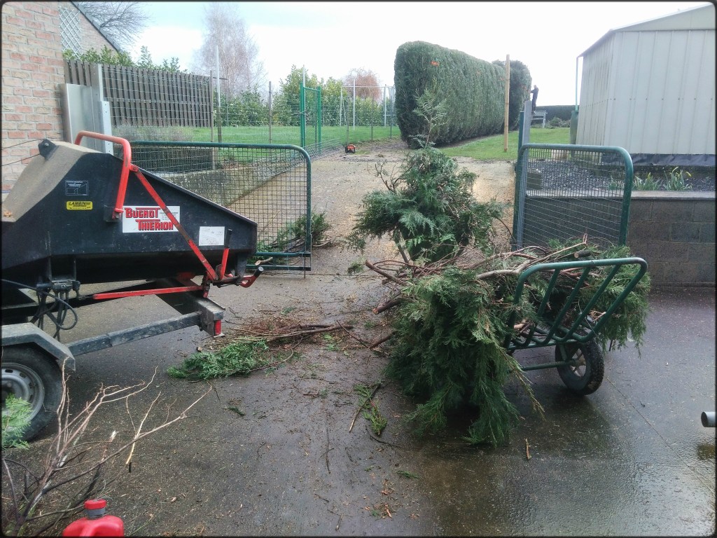 Broyeur de branches en fonctionnement